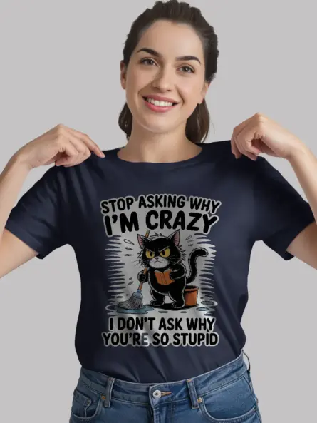Bold Funny Introvert Cat T-Shirt – Sarcastic Grumpy Humor Tee - Image 9