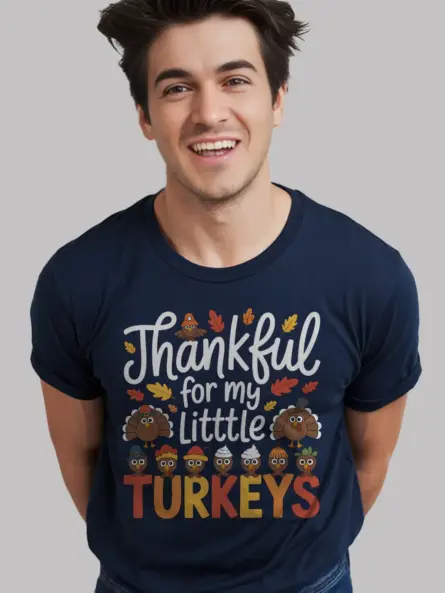 Adorable Thankful Teacher Thanksgiving Shirt – Little Turkeys Design - Image 9