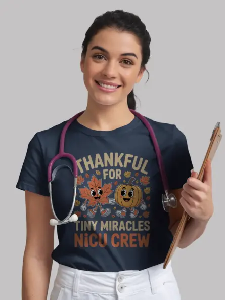 Adorable Thankful Nurse Shirt – Tiny Miracles NICU Fall Tee - Image 9