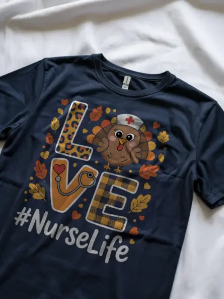 Stylish Fall Nurse Shirt – Thanksgiving Turkey NurseLife Tee - Image 8