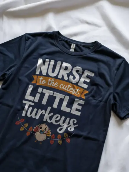Adorable Thanksgiving Nurse T-Shirt – Baby Turkey NICU Gift Tee - Image 2