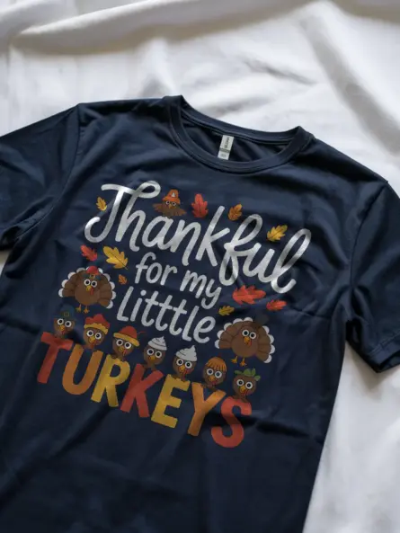 Adorable Thankful Teacher Thanksgiving Shirt – Little Turkeys Design - Image 8