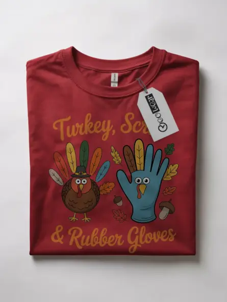 Thanksgiving Nurse T-Shirt – Funny Turkey Scrub & Rubber Gloves Tee - Image 10