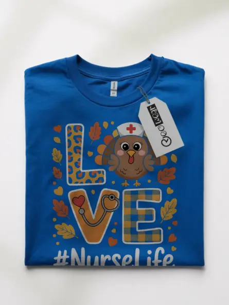 Stylish Fall Nurse Shirt – Thanksgiving Turkey NurseLife Tee - Image 10