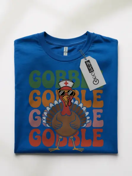 Funny Thanksgiving Nurse T-Shirt – Retro Gobble Turkey Tee - Image 10