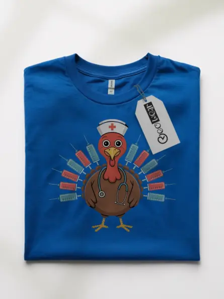 Thanksgiving Nurse TShirt – Funny Turkey Syringe Medical Tee - Image 10