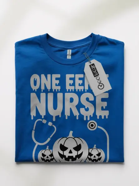 Eerie Nurse Shirt – Spooky Halloween Tee with Creepy Pumpkin Design - Image 10