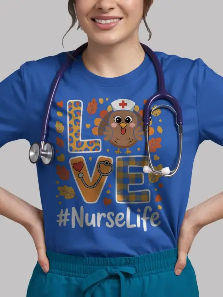 Stylish Fall Nurse Shirt – Thanksgiving Turkey NurseLife Tee - Image 12