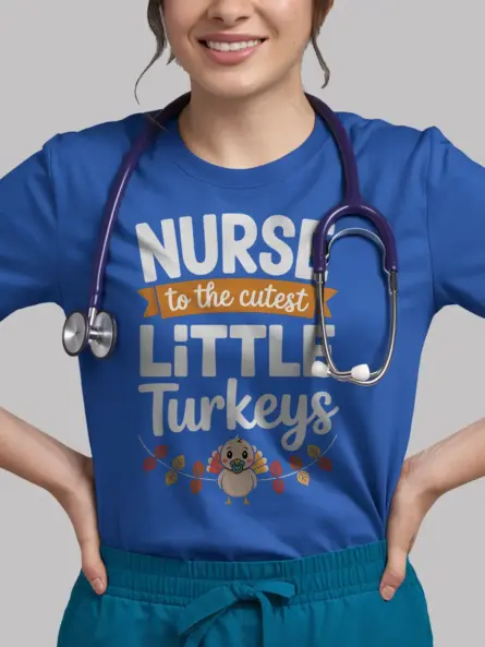 Adorable Thanksgiving Nurse T-Shirt – Baby Turkey NICU Gift Tee - Image 12