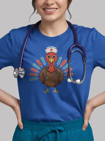 Thanksgiving Nurse TShirt – Funny Turkey Syringe Medical Tee - Image 12