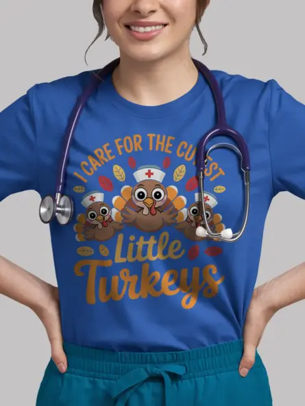 Adorable Cute Nurse Thanksgiving Shirt – Fun Turkey Design for Women - Image 3