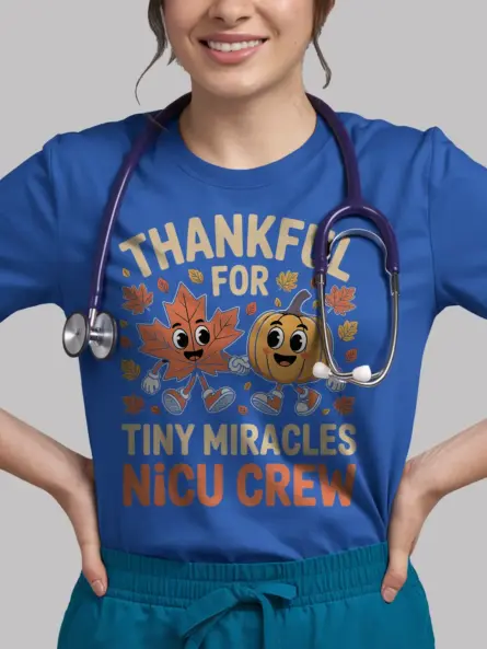 Adorable Thankful Nurse Shirt – Tiny Miracles NICU Fall Tee - Image 12