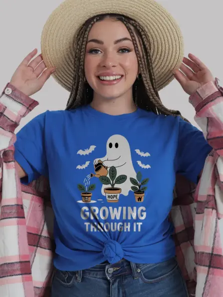 Growing Through It T-Shirt – Motivational Ghost Tee for Halloween - Image 12