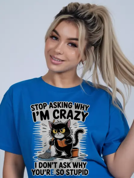Bold Funny Introvert Cat T-Shirt – Sarcastic Grumpy Humor Tee - Image 12