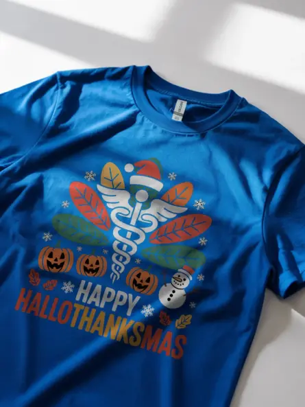 Funny Nurse Holiday Shirt – Hallothanksmas Tee for Healthcare Staff - Image 11