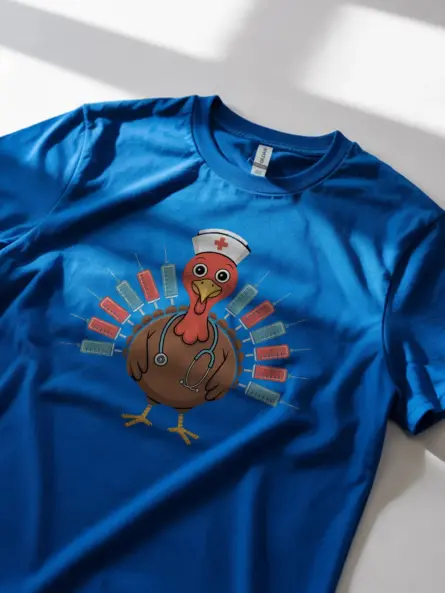 Thanksgiving Nurse TShirt – Funny Turkey Syringe Medical Tee - Image 11