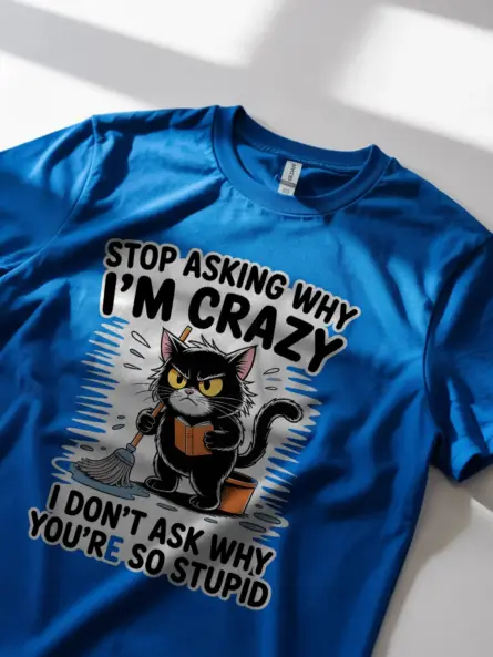 Bold Funny Introvert Cat T-Shirt – Sarcastic Grumpy Humor Tee - Image 11