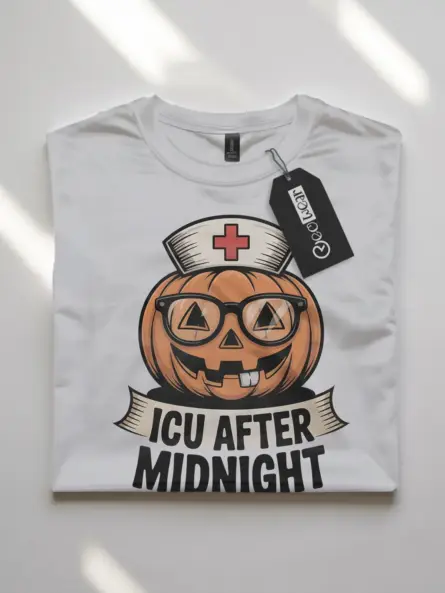 funny nurse Halloween Tshirt – ICU Pumpkin Night Shift Tee - Image 10