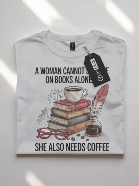 Cozy Book Lover T-Shirt – Funny Coffee Quote Tee for Women - Image 10