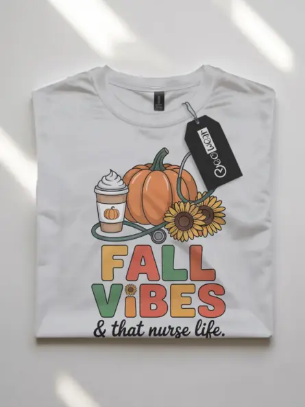Cozy Fall Nurse T-Shirt – Pumpkin Sunflower Coffee Vibes Tee - Image 10