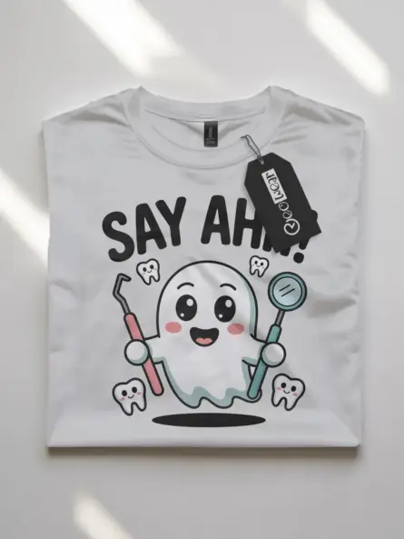 Halloween Dental T-Shirt – Cute Say Ahh Ghost Tee for Hygienists & Pediatric Dentists - Image 10