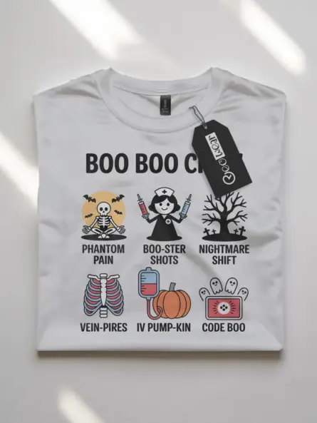 Halloween Nurse T Shirt – Funny Boo Boo Crew Medical Pun Tee for Dental Pros - Image 10