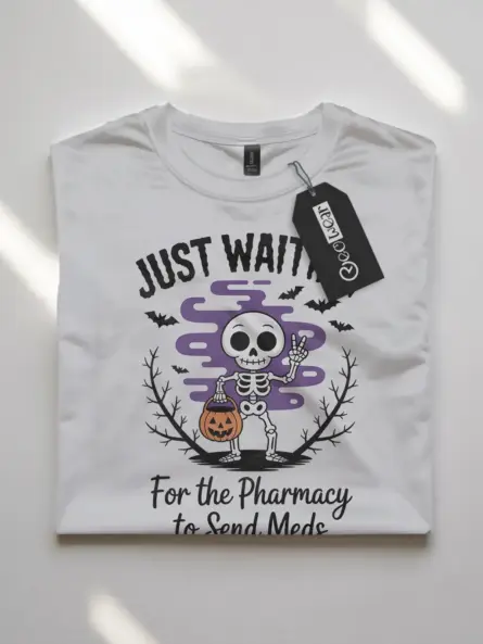 Spooky & Funny Halloween Nurse T-Shirt – Meds Waiting Skeleton Tee for Night Shift Heroes - Image 10