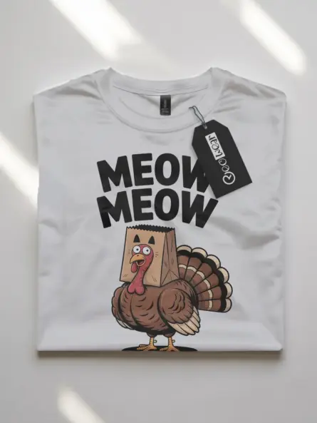 Funny Thanksgiving Turkey Shirt – Quirky “Meow Meow” Party Tee for Adults - Image 10