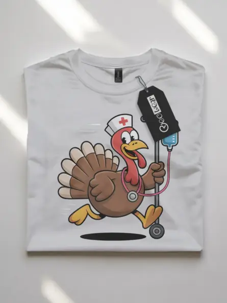 Funny Nurse Thanksgiving Shirt – Running Turkey Night Shift Tee - Image 10