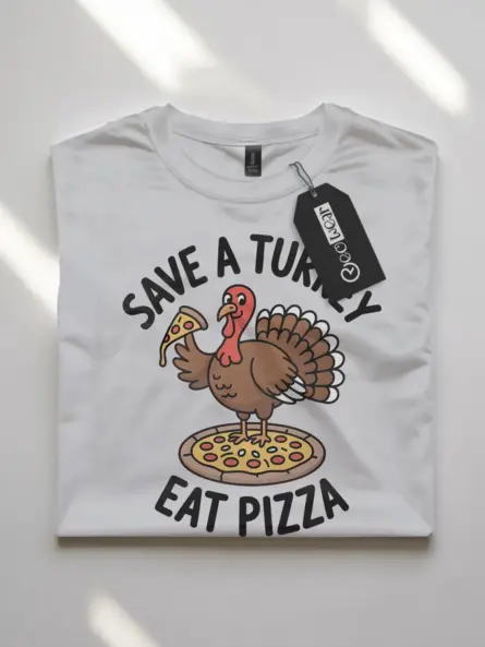 Hilarious Thanksgiving Pizza T-Shirt – Save a Turkey Eat Pizza Tee - Image 10
