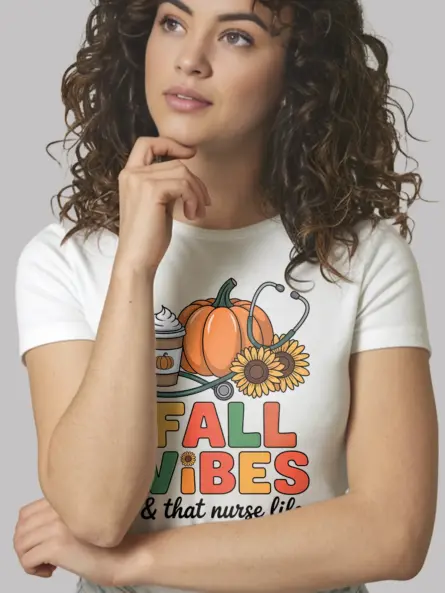 Cozy Fall Nurse T-Shirt – Pumpkin Sunflower Coffee Vibes Tee - Image 12