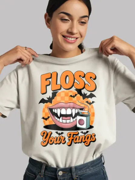 Funny Dental Halloween Shirt – Vampire Floss Graphic Tee - Image 12