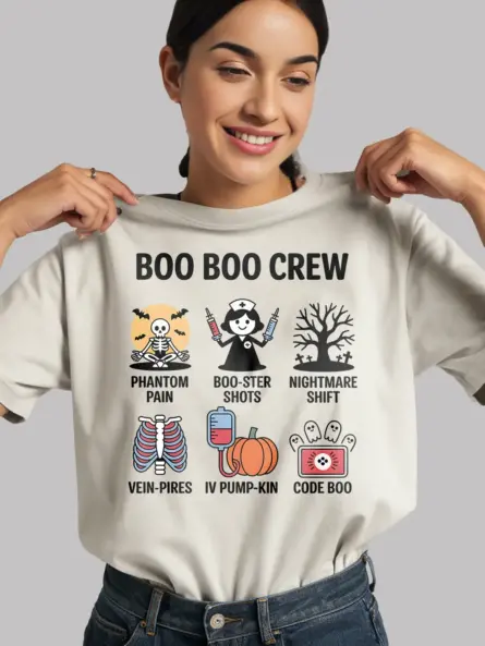 Halloween Nurse T Shirt – Funny Boo Boo Crew Medical Pun Tee for Dental Pros - Image 12