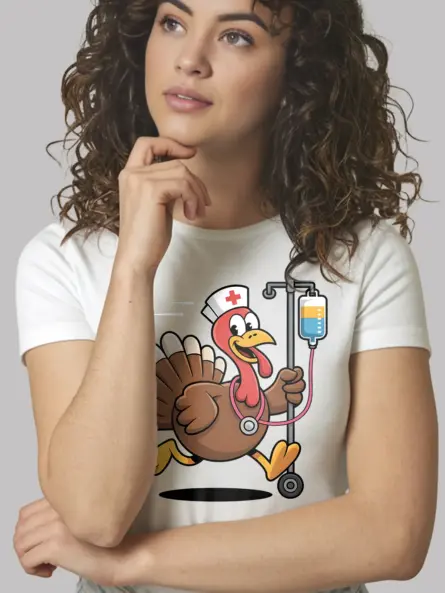 Funny Nurse Thanksgiving Shirt – Running Turkey Night Shift Tee - Image 12