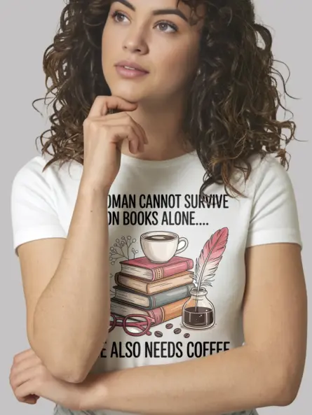Cozy Book Lover T-Shirt – Funny Coffee Quote Tee for Women - Image 12