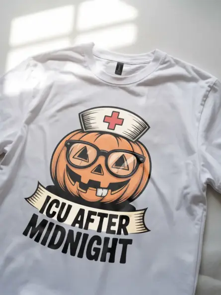 funny nurse Halloween Tshirt – ICU Pumpkin Night Shift Tee - Image 11