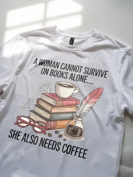 Cozy Book Lover T-Shirt – Funny Coffee Quote Tee for Women - Image 11