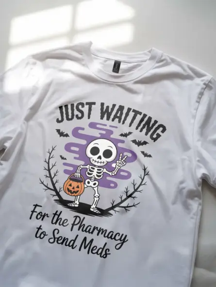 Spooky & Funny Halloween Nurse T-Shirt – Meds Waiting Skeleton Tee for Night Shift Heroes - Image 11