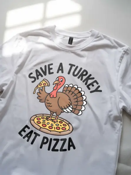 Hilarious Thanksgiving Pizza T-Shirt – Save a Turkey Eat Pizza Tee - Image 11