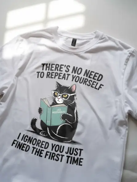 Sarcastic Cat Reading T-Shirt – Bold Funny Tee for Book Lovers - Image 11