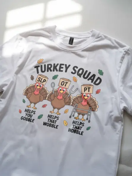 Therapy Humor Shirt – Hilarious Turkey Squad Tee for SLP OT PT - Image 11